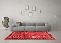 Machine Washable Abstract Red Modern Rug, wshabs4086red