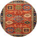 Round Abstract Red Modern Rug, abs4086