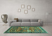 Machine Washable Abstract Turquoise Modern Area Rugs in a Living Room,, wshabs4086turq