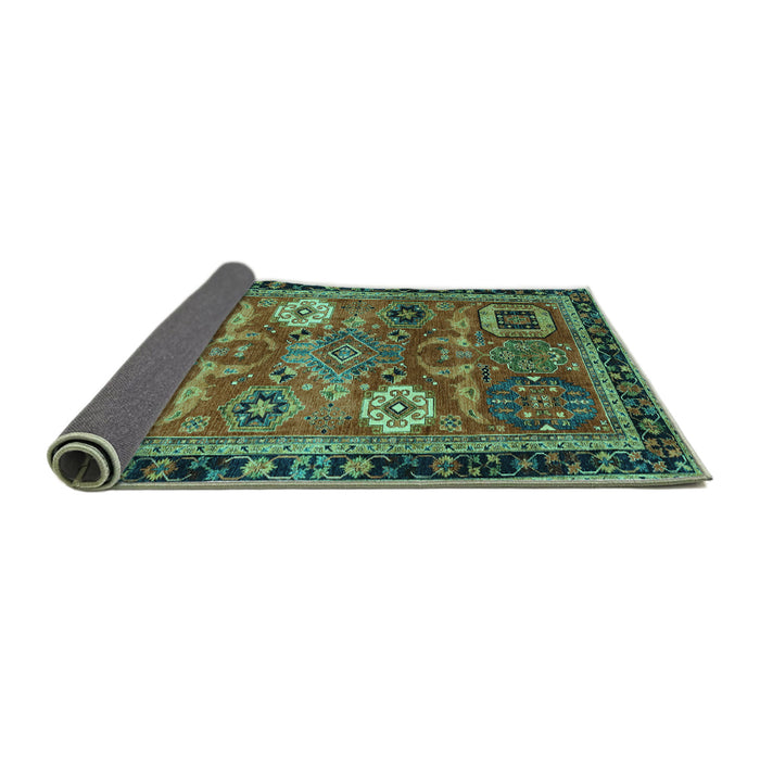 Sideview of Abstract Turquoise Modern Rug, abs4086turq