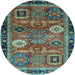 Round Abstract Light Blue Modern Rug, abs4086lblu