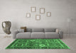 Machine Washable Abstract Emerald Green Modern Area Rugs in a Living Room,, wshabs4086emgrn