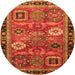 Round Abstract Orange Modern Rug, abs4086org