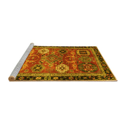 Sideview of Machine Washable Abstract Yellow Modern Rug, wshabs4086yw