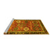 Sideview of Machine Washable Abstract Yellow Modern Rug, wshabs4086yw