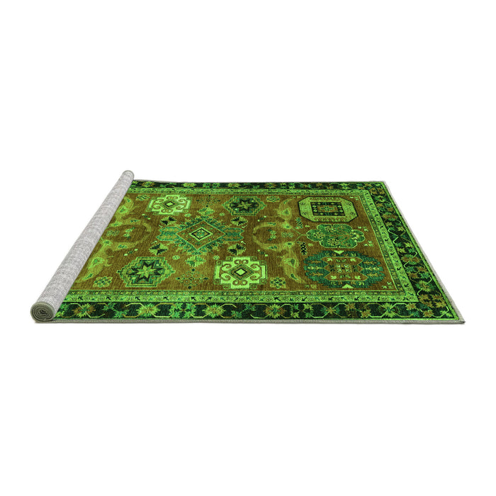 Sideview of Machine Washable Abstract Green Modern Area Rugs, wshabs4086grn