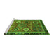 Sideview of Machine Washable Abstract Green Modern Area Rugs, wshabs4086grn