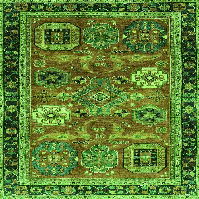Square Machine Washable Abstract Green Modern Area Rugs, wshabs4086grn