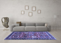 Machine Washable Abstract Blue Modern Rug, wshabs4086blu