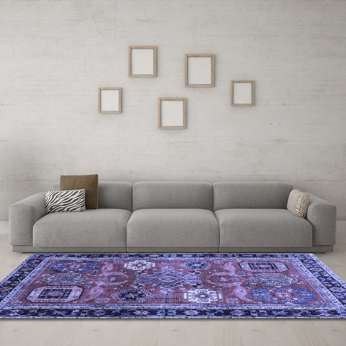 Machine Washable Abstract Blue Modern Rug in a Living Room, wshabs4086blu