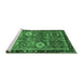 Sideview of Machine Washable Abstract Emerald Green Modern Area Rugs, wshabs4086emgrn