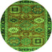 Round Abstract Green Modern Rug, abs4086grn