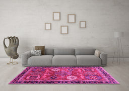 Machine Washable Abstract Pink Modern Rug in a Living Room, wshabs4086pnk