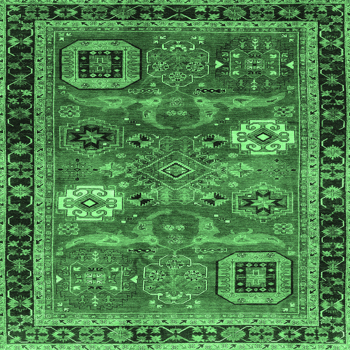 Square Machine Washable Abstract Emerald Green Modern Area Rugs, wshabs4086emgrn