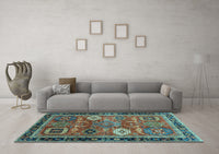 Machine Washable Abstract Light Blue Modern Rug, wshabs4086lblu