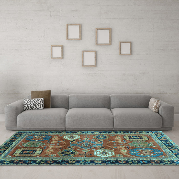 Machine Washable Abstract Light Blue Modern Rug in a Living Room, wshabs4086lblu