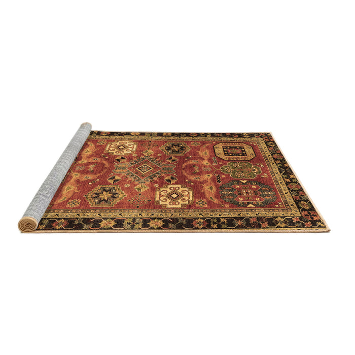 Sideview of Machine Washable Abstract Brown Modern Rug, wshabs4086brn