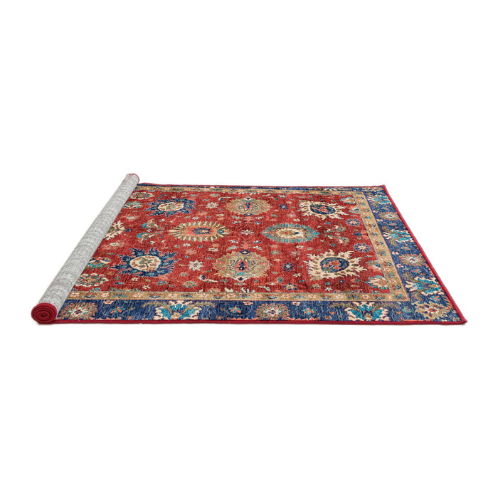 Sideview of Machine Washable Abstract Fire Brick Red Rug, wshabs4087