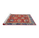 Sideview of Machine Washable Abstract Fire Brick Red Rug, wshabs4087