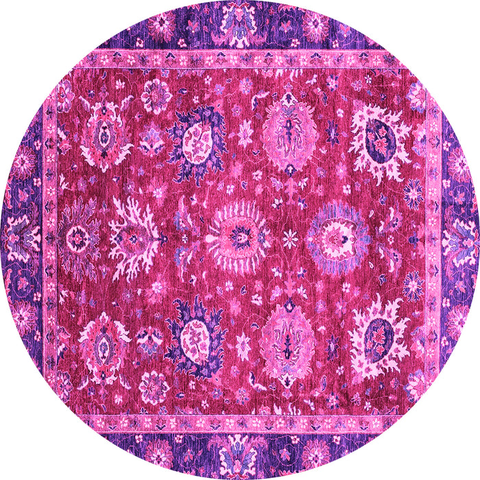 Round Oriental Pink Traditional Rug, abs4087pnk