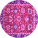 Round Oriental Pink Traditional Rug, abs4087pnk