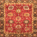 Square Machine Washable Oriental Orange Traditional Area Rugs, wshabs4087org