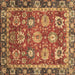 Square Machine Washable Oriental Brown Traditional Rug, wshabs4087brn