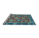 Sideview of Machine Washable Oriental Light Blue Traditional Rug, wshabs4087lblu