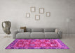 Machine Washable Oriental Pink Traditional Rug in a Living Room, wshabs4087pnk