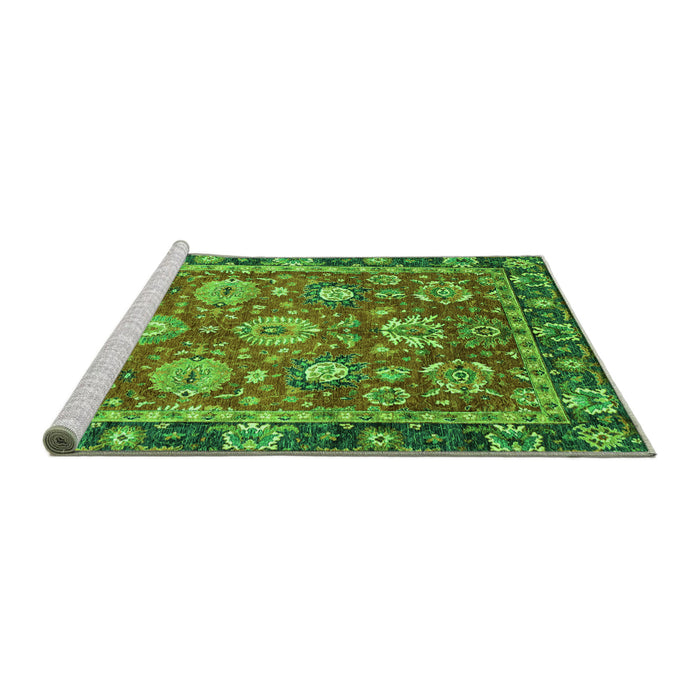 Sideview of Machine Washable Oriental Green Traditional Area Rugs, wshabs4087grn