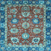 Square Machine Washable Oriental Light Blue Traditional Rug, wshabs4087lblu