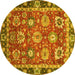 Round Oriental Yellow Traditional Rug, abs4087yw