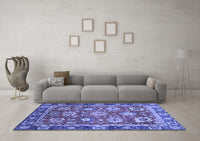 Machine Washable Oriental Blue Traditional Rug, wshabs4087blu