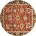 Round Oriental Brown Traditional Rug, abs4087brn