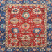 Square Abstract Fire Brick Red Oriental Rug, abs4087