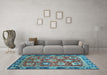 Machine Washable Oriental Light Blue Traditional Rug in a Living Room, wshabs4087lblu