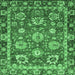 Square Machine Washable Oriental Emerald Green Traditional Area Rugs, wshabs4087emgrn