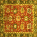 Square Oriental Yellow Traditional Rug, abs4087yw