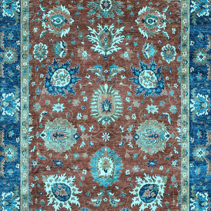 Machine Washable Oriental Light Blue Traditional Rug, wshabs4087lblu