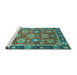 Sideview of Machine Washable Oriental Turquoise Traditional Area Rugs, wshabs4087turq