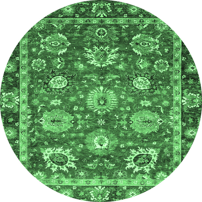Round Oriental Emerald Green Traditional Rug, abs4087emgrn