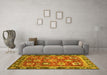 Machine Washable Oriental Yellow Traditional Rug in a Living Room, wshabs4087yw