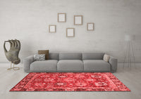 Machine Washable Oriental Red Traditional Rug, wshabs4087red