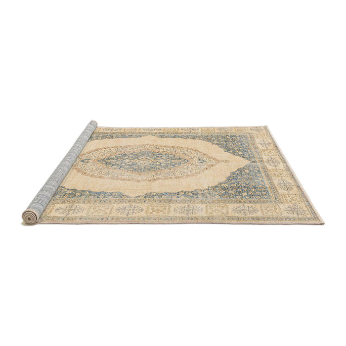 Sideview of Machine Washable Abstract Khaki Gold Rug, wshabs4088