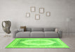 Machine Washable Abstract Green Modern Area Rugs in a Living Room,, wshabs4088grn