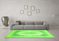 Machine Washable Abstract Green Modern Rug, wshabs4088grn