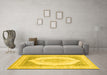 Machine Washable Abstract Yellow Modern Rug in a Living Room, wshabs4088yw