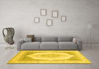 Machine Washable Abstract Yellow Modern Rug, wshabs4088yw