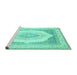 Sideview of Machine Washable Abstract Turquoise Modern Area Rugs, wshabs4088turq