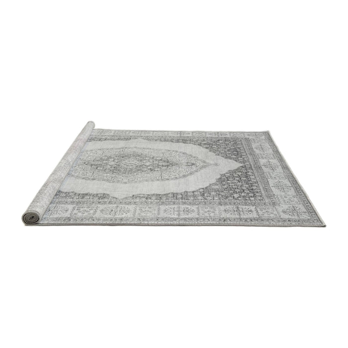 Sideview of Machine Washable Abstract Gray Modern Rug, wshabs4088gry